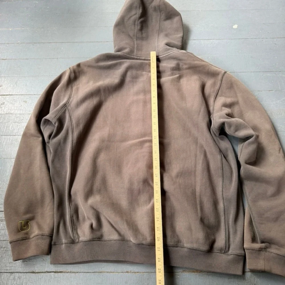 Burton Mens XL Heavyweight Full Zip Hoodie Brown Faded Logo Sweatshirt Skate - Picture 5 of 6
